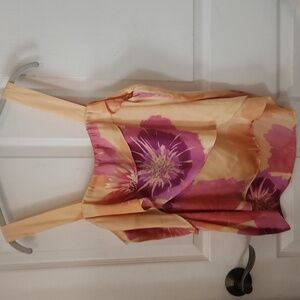 AXCESS Liz Claiborne Floral Sleeveless Blouse - Pink and Yellow Size L